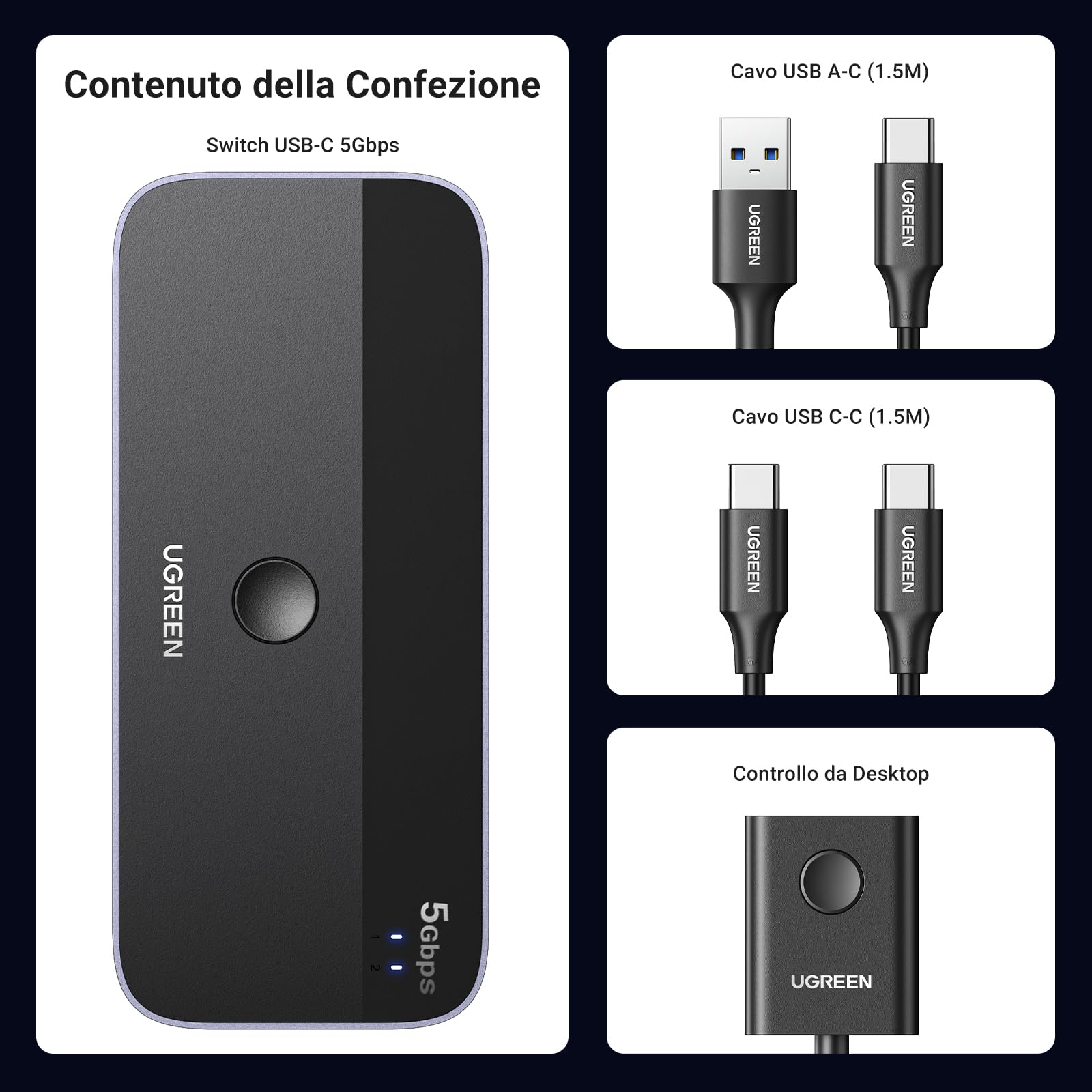 ugreen-switch-usb-c-kvm-4-porte-2-ingressi-4-uscite-con-controller image 8