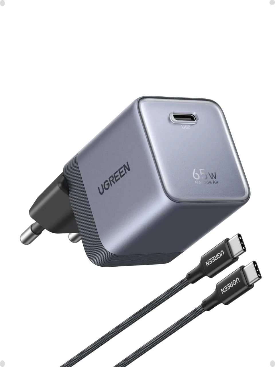 ugreen-nexode-air-65w-caricatore-usb-c-gan-ii-con-cavo-usb-c-grigio image 1