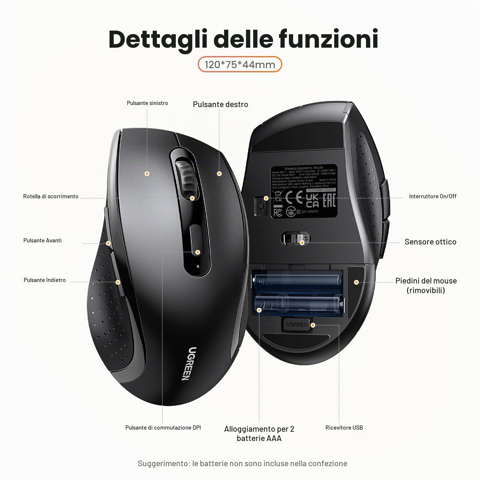 ugreen-mouse-wireless-ergonomico-2-4ghz-usb-1600-dpi image 7