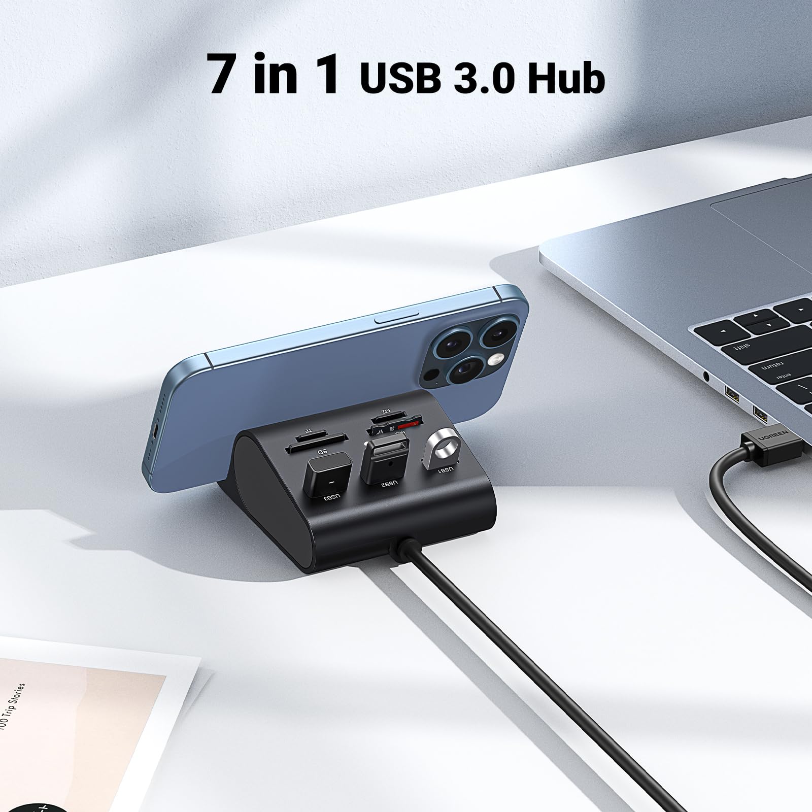 ugreen-hub-usb-3-0-con-lettore-schede-sd-tf-ms-m2-e-cavo-1-metro image 2