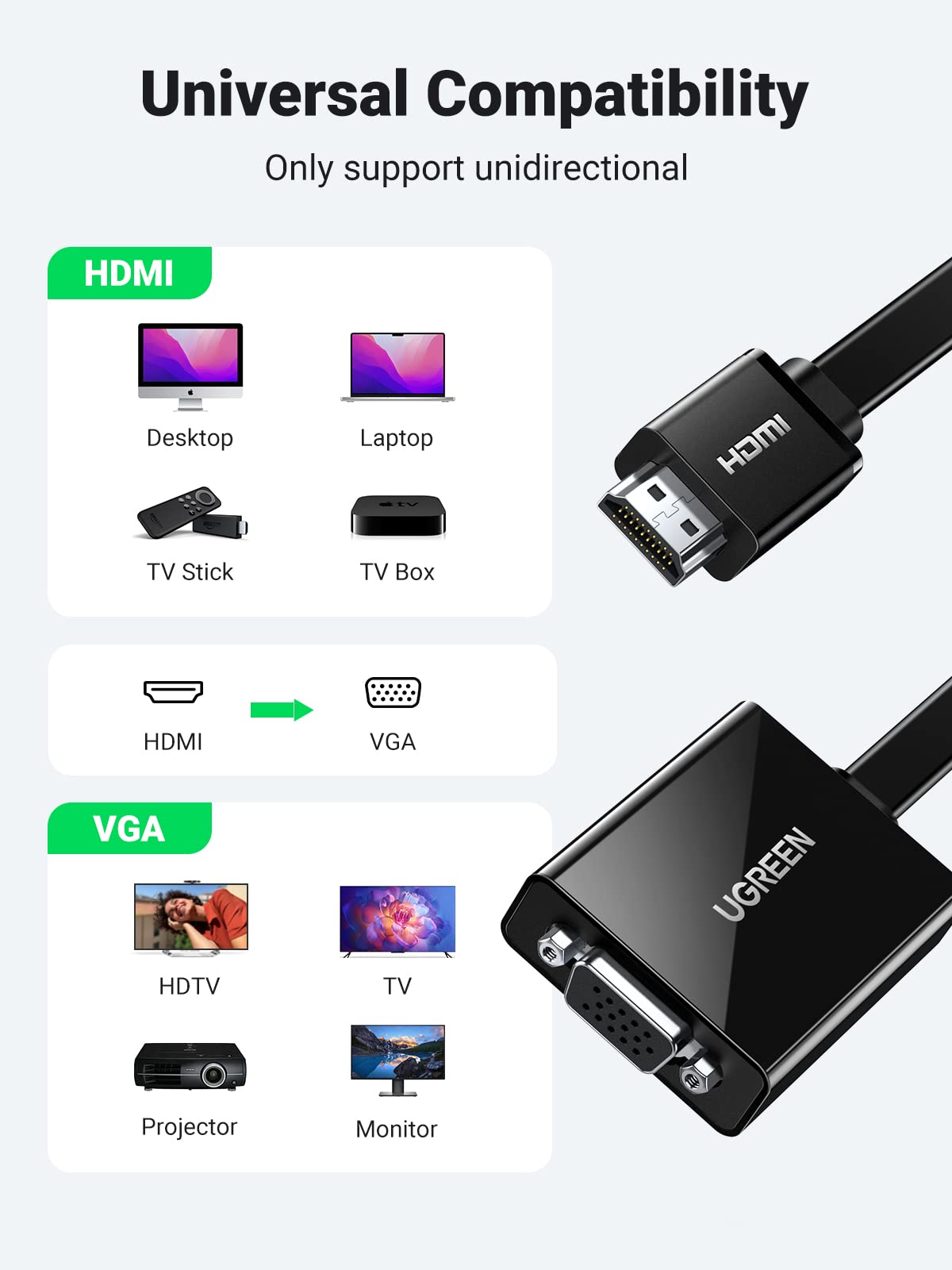 ugreen-adattatore-attivo-hdmi-a-vga-1080p-con-audio-nero image 2