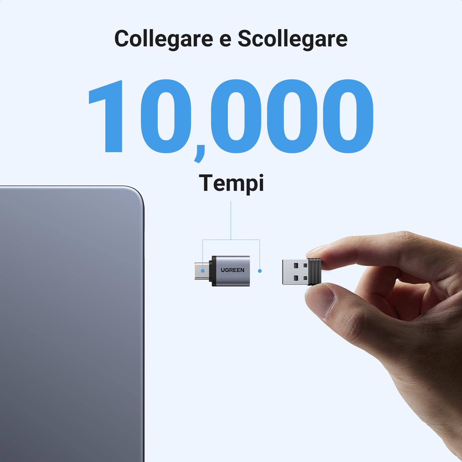 ugreen-adattatore-usb-c-a-usb-a-3-0-otg-5gbps-grigio-2-pezzi image 5