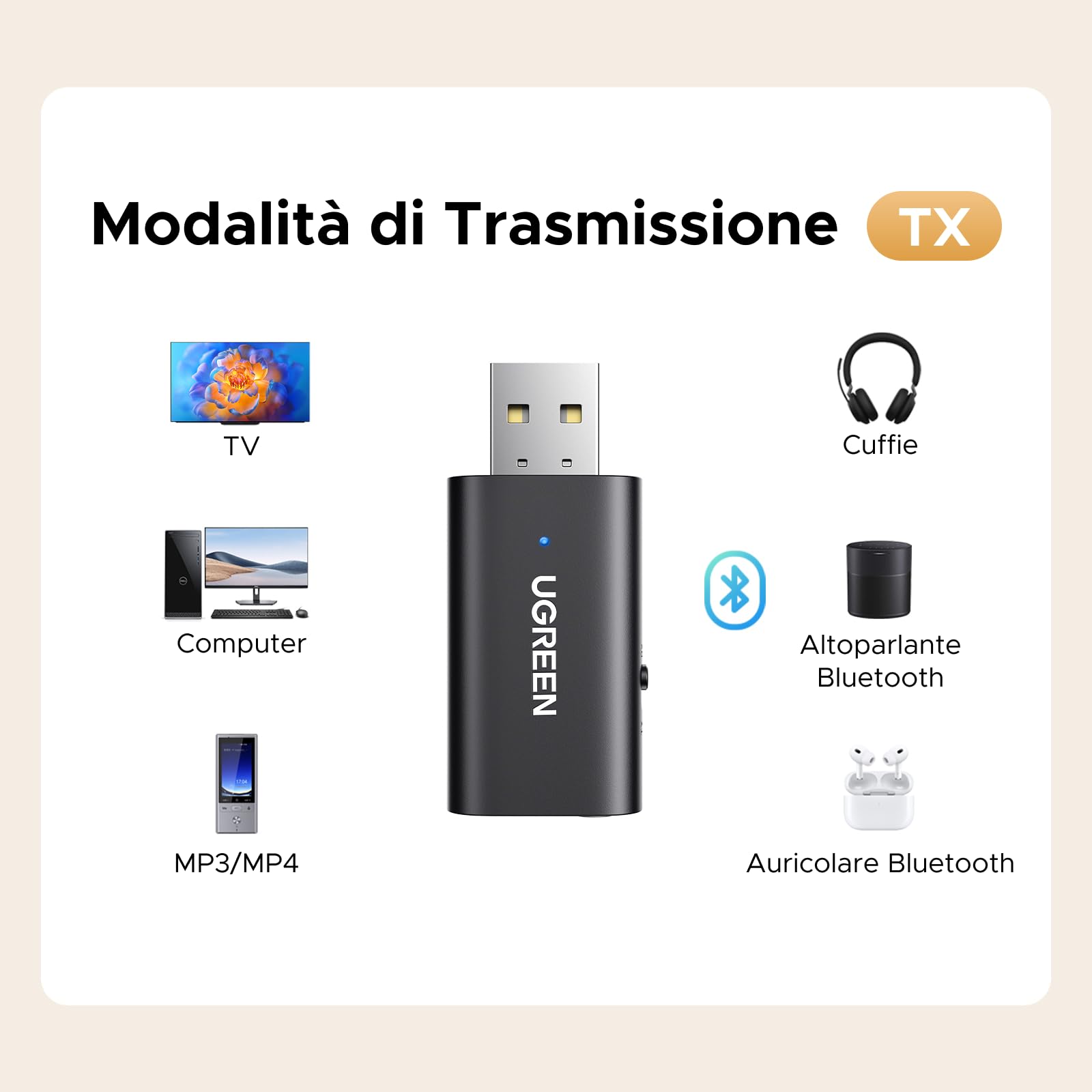 ugreen-trasmettitore-ricevitore-bluetooth-5-4-jack-3-5mm-2-in-1-tx-rx image 3