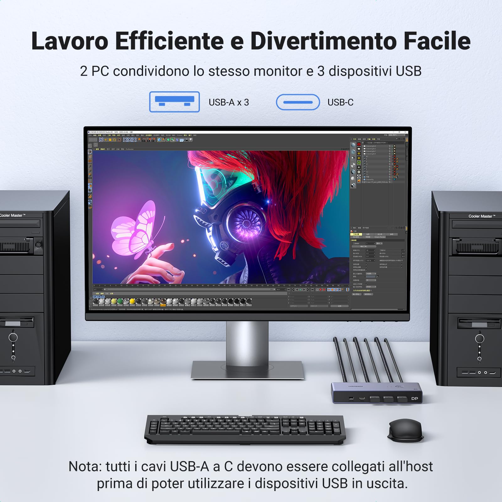 ugreen-switch-kvm-displayport-8k-60hz-2-ingressi-1-uscita image 2