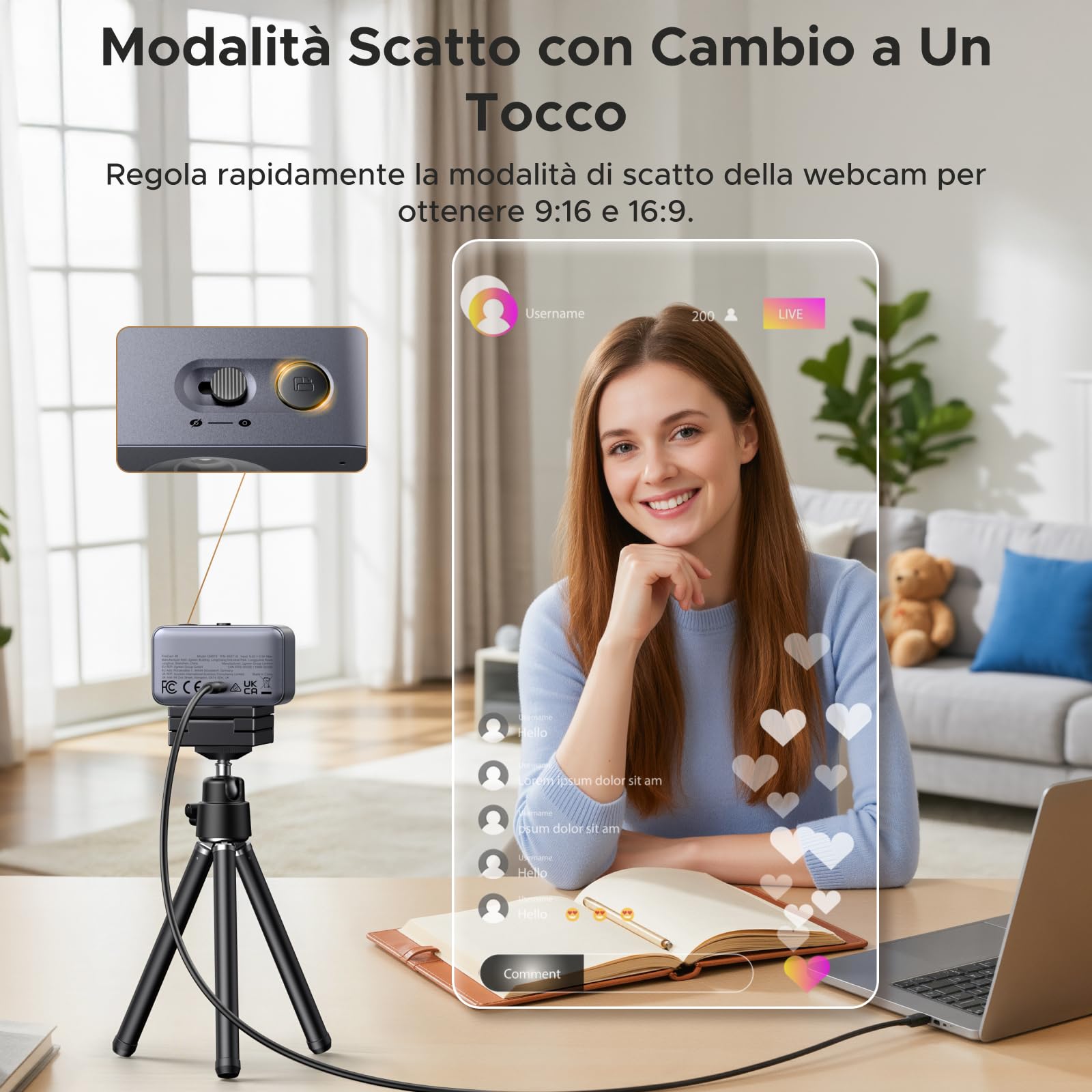 ugreen-finecam-webcam-4k-30fps-usb-con-autofocus-e-doppio-microfono image 7
