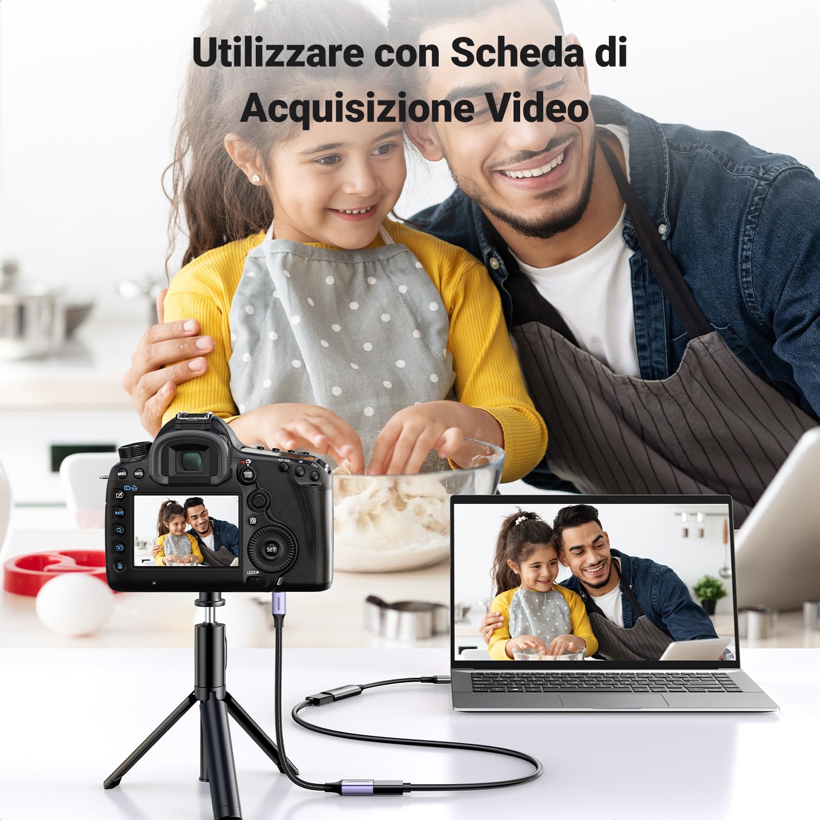 ugreen-adattatore-cavo-micro-hdmi-maschio-a-hdmi-femmina-4k-60hz-25-cm-nylon-bid image 5