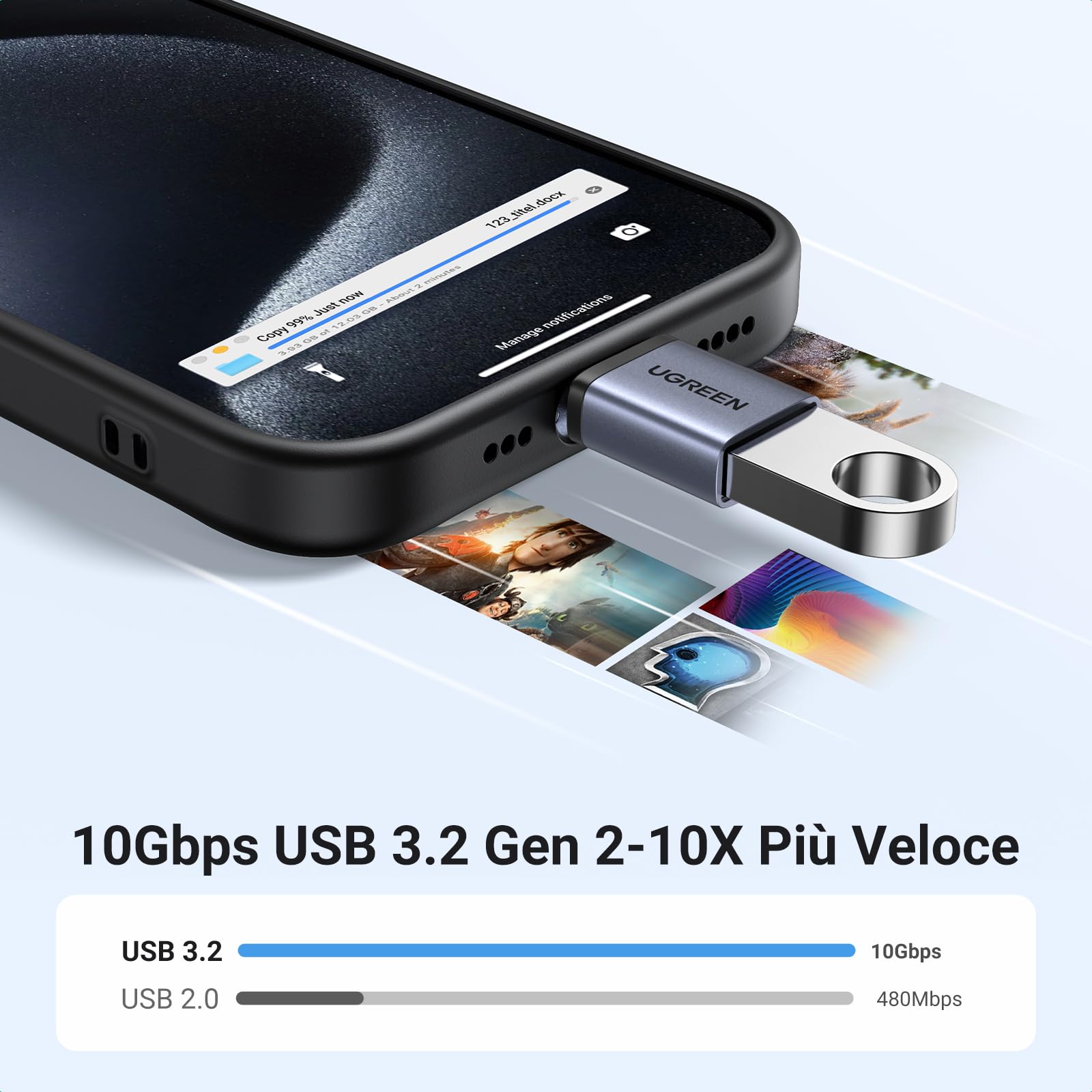 ugreen-adattatore-usb-c-a-usb-a-3-0-otg-5gbps-grigio-2-pezzi image 2