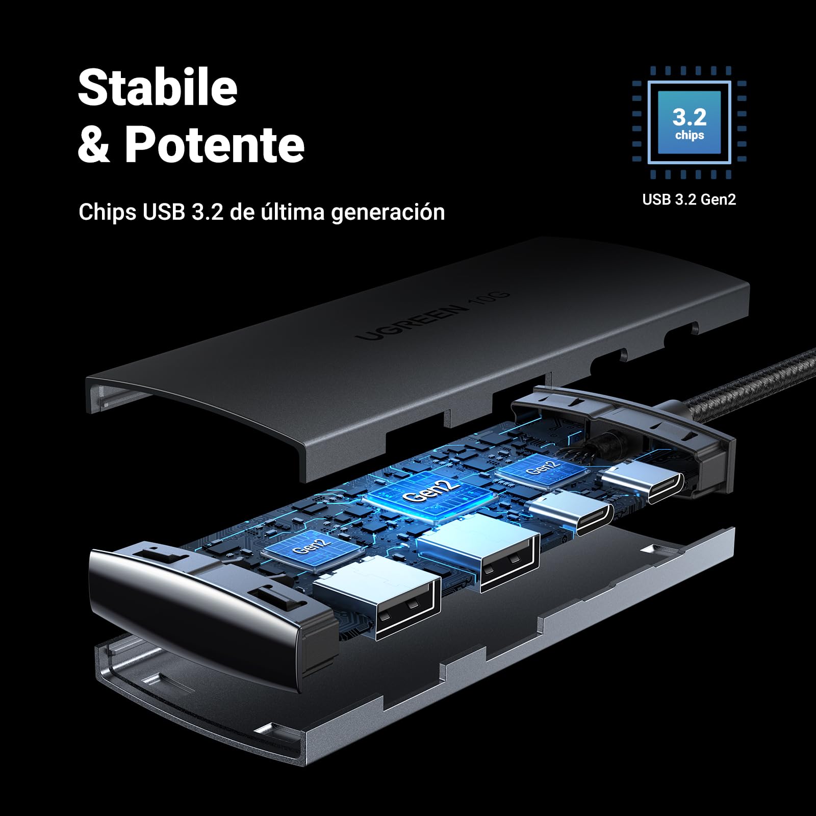 ugreen-hub-usb-c-10gbps-4-porte-con-2x-usb-c-2x-usb-a-in-alluminio image 8