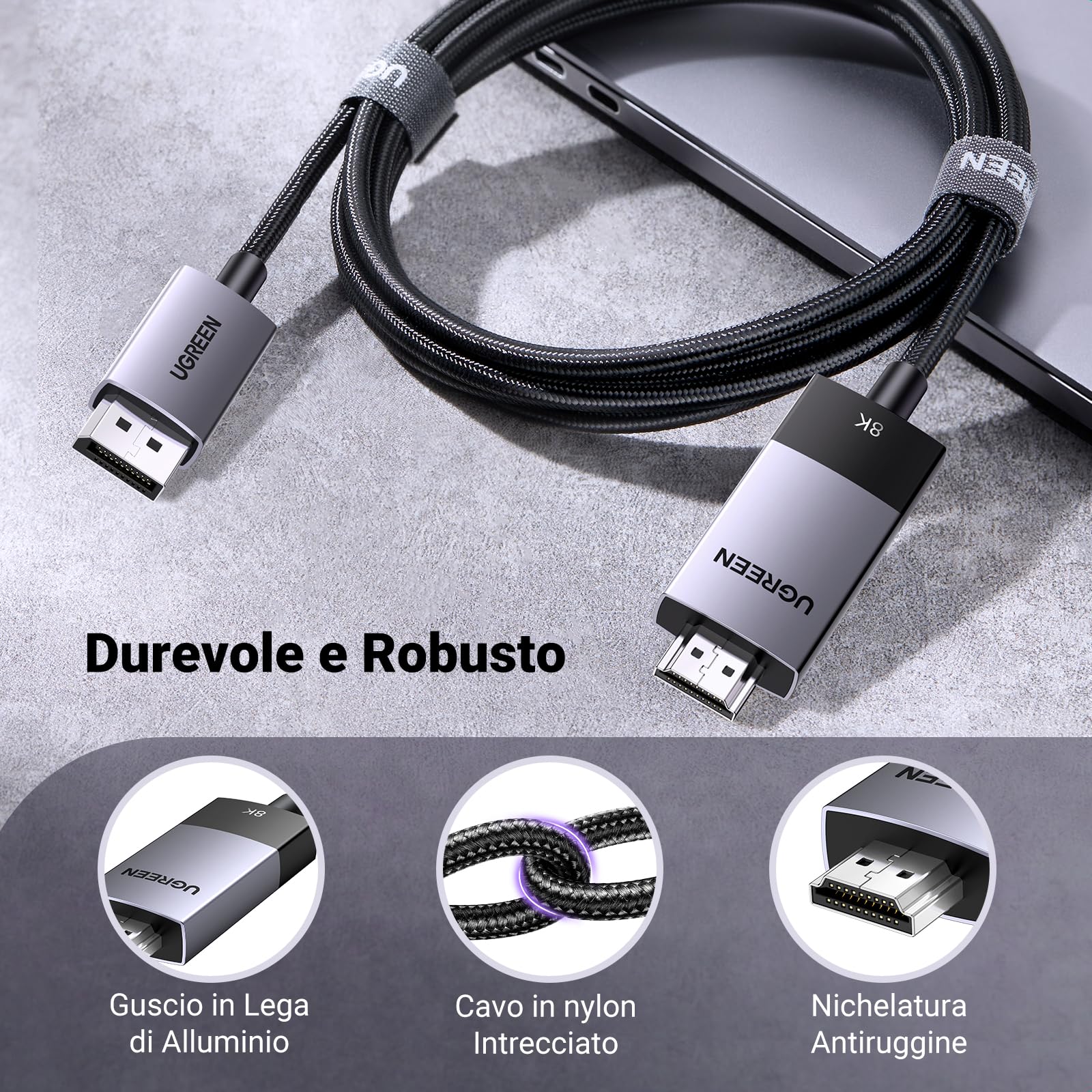 ugreen-cavo-displayport-a-hdmi-2-1-8k-60hz-4k-240hz-2-m image 5
