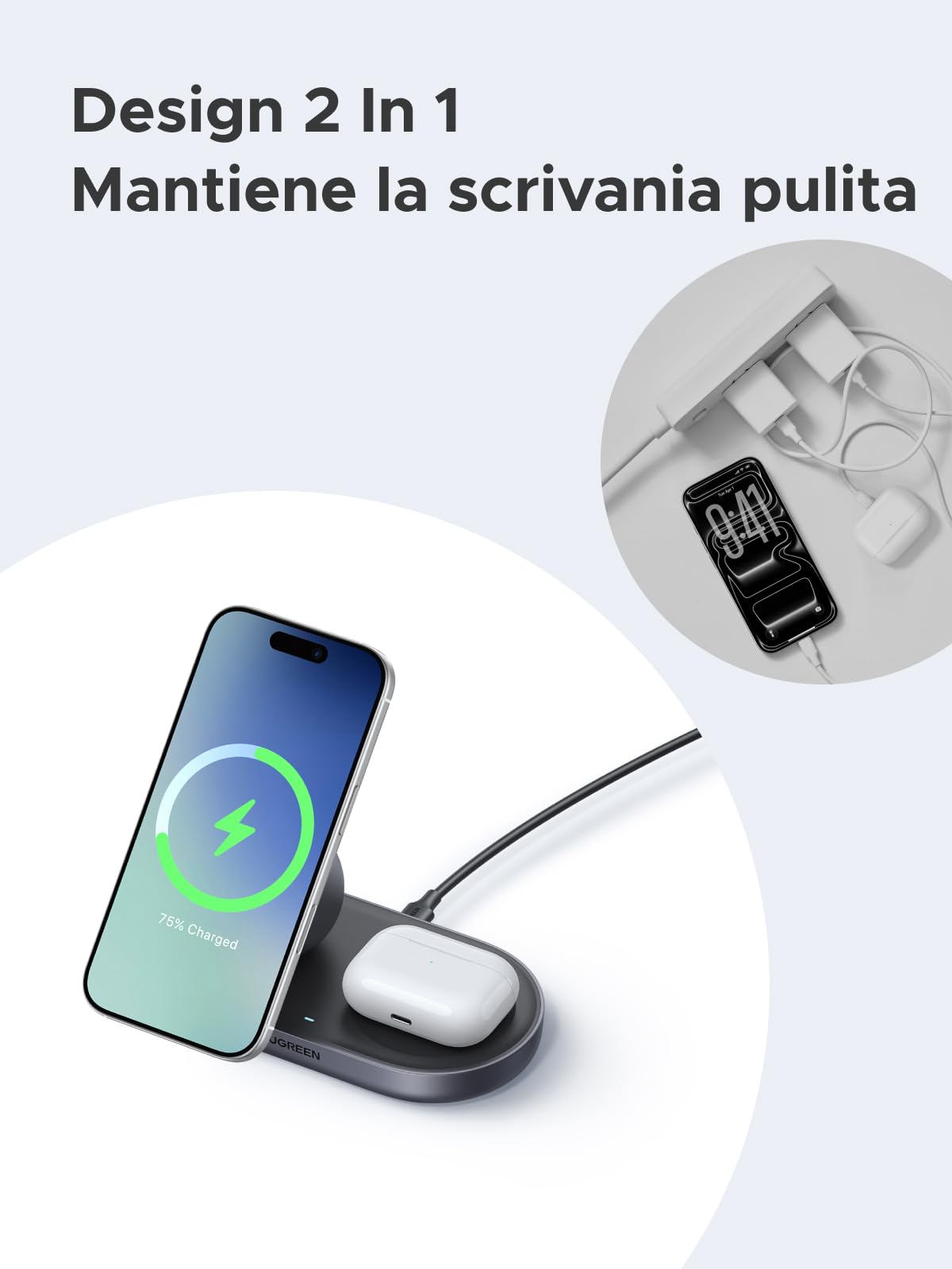 ugreen-zapix-caricatore-wireless-2in1-magsafe-qi2-15w-grigio image 8
