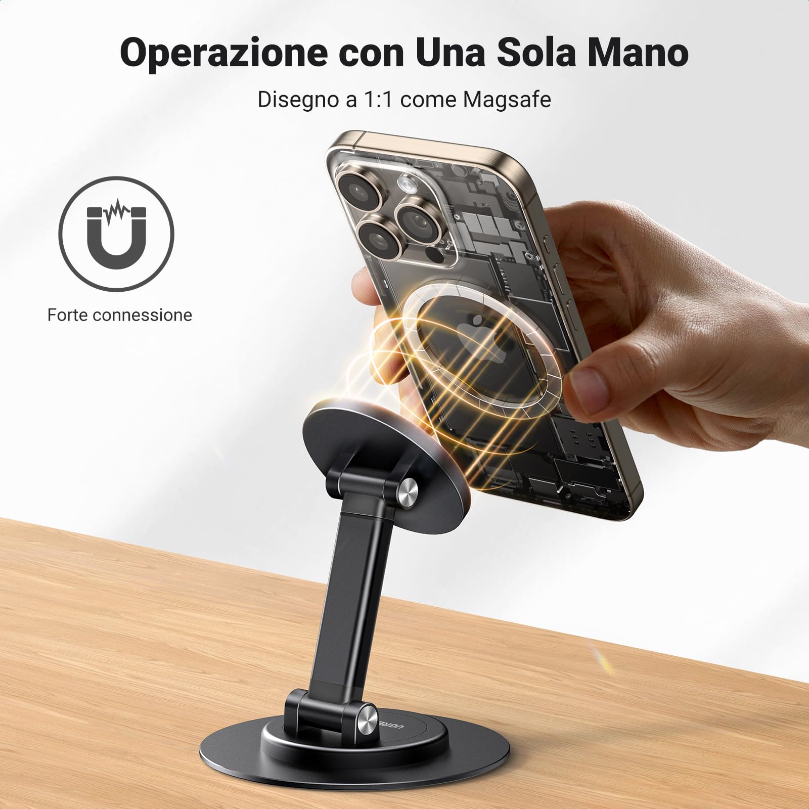 ugreen-supporto-magnetico-iphone-da-tavolo-girevole-nero image 3