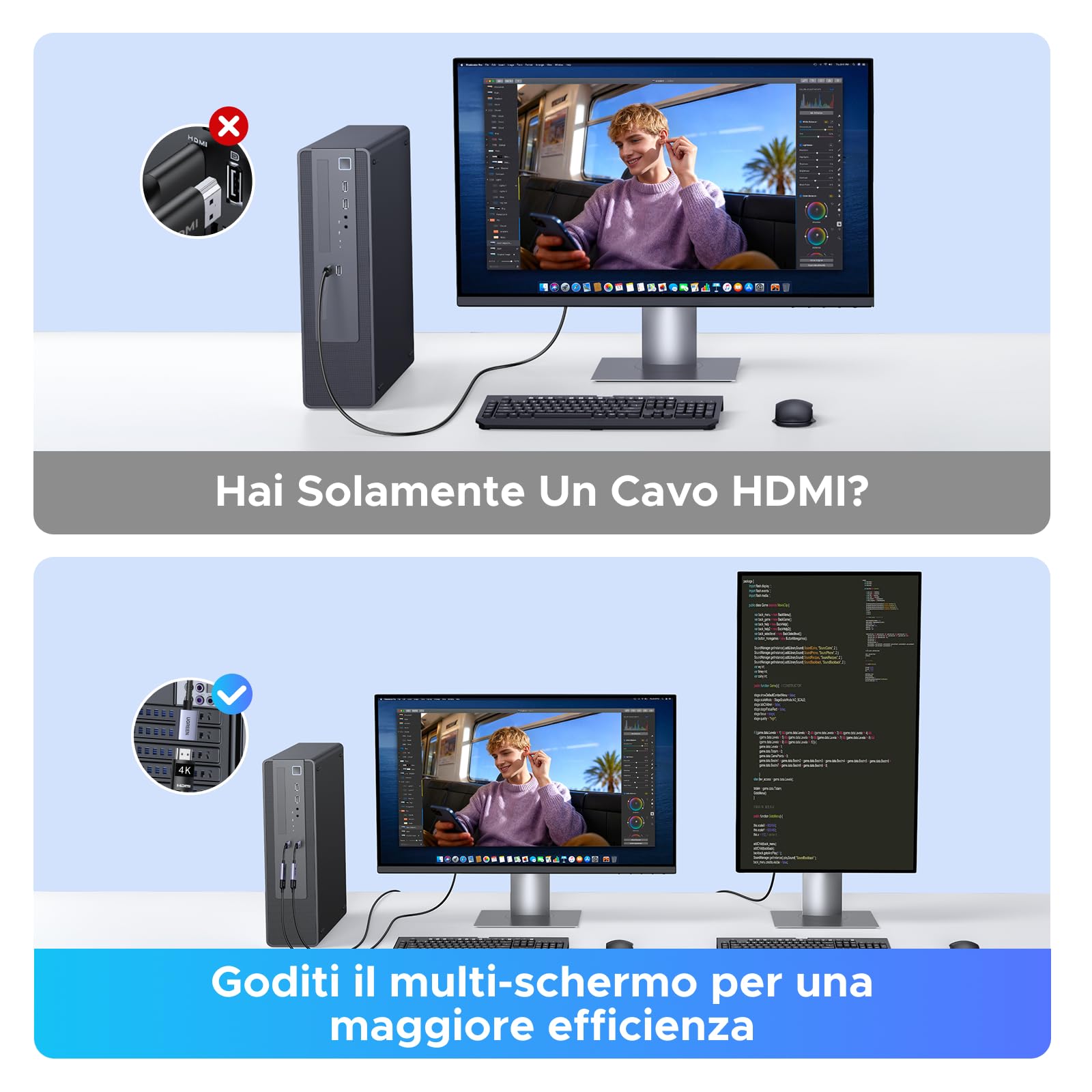 ugreen-adattatore-displayport-a-hdmi-4k-60hz-unidirezionale-nylon image 8
