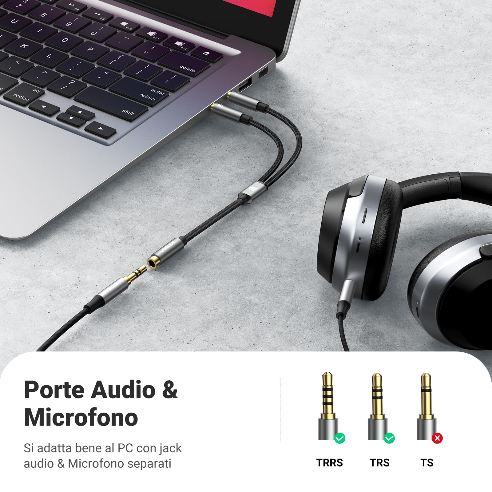 ugreen-sdoppiatore-audio-jack-3-5mm-2-in-1-cuffie-microfono-20cm image 3
