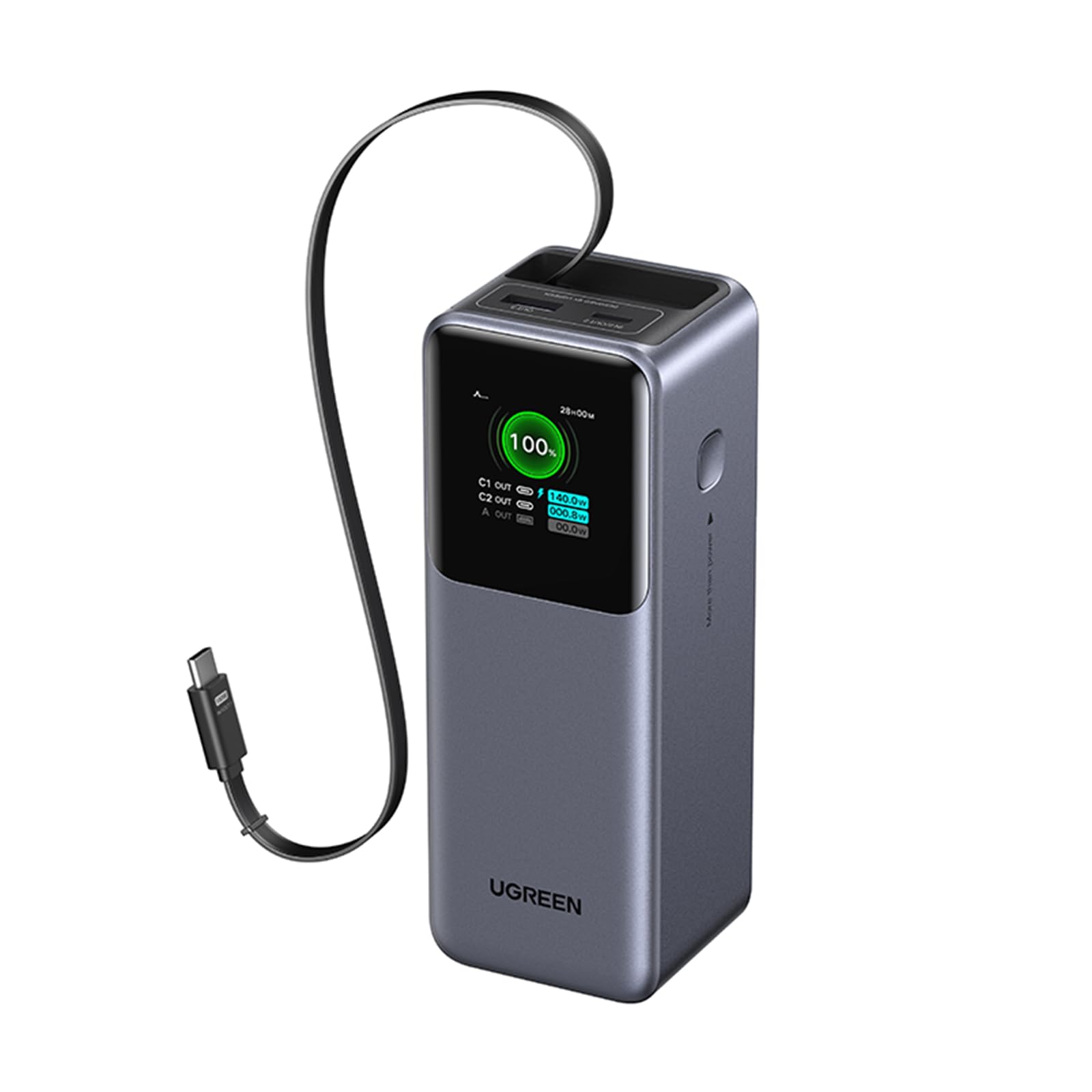 ugreen-nexode-pro-power-bank-20000mah-165w-usb-c-100w-con-cavo-retrattile image 1
