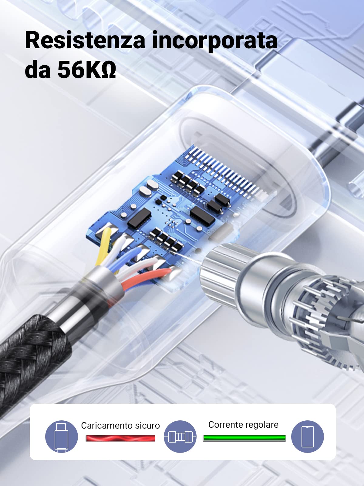 ugreen-cavo-usb-a-a-usb-c-3a-qc3-0-0-5m-nylon-2-pezzi image 6