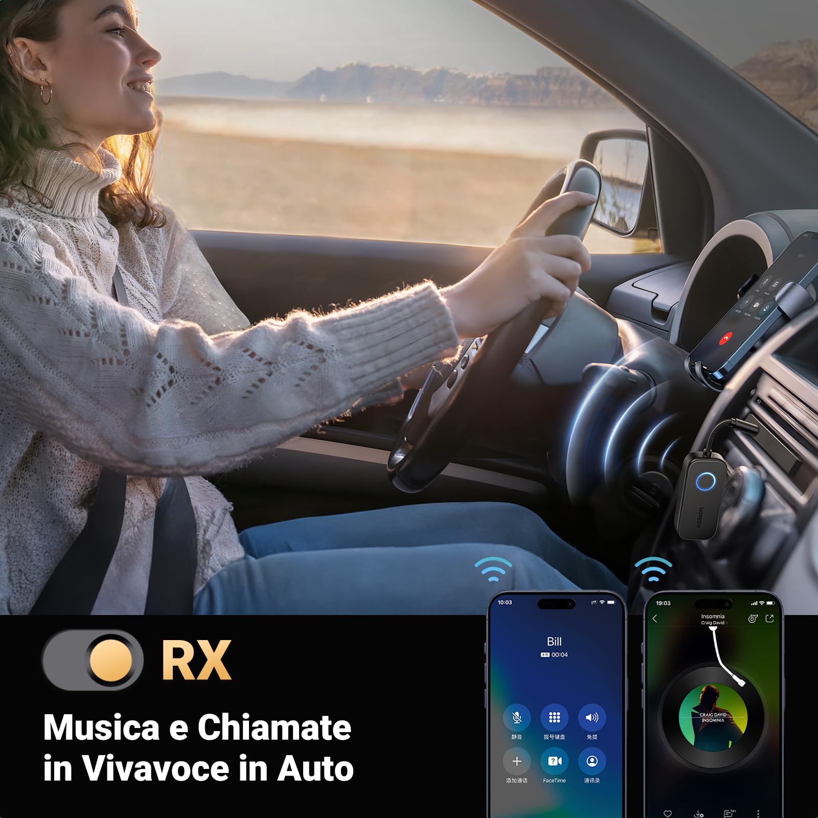 ugreen-trasmettitore-ricevitore-bluetooth-5-3-jack-2-in-1-aptx-28h-con-adattator image 5
