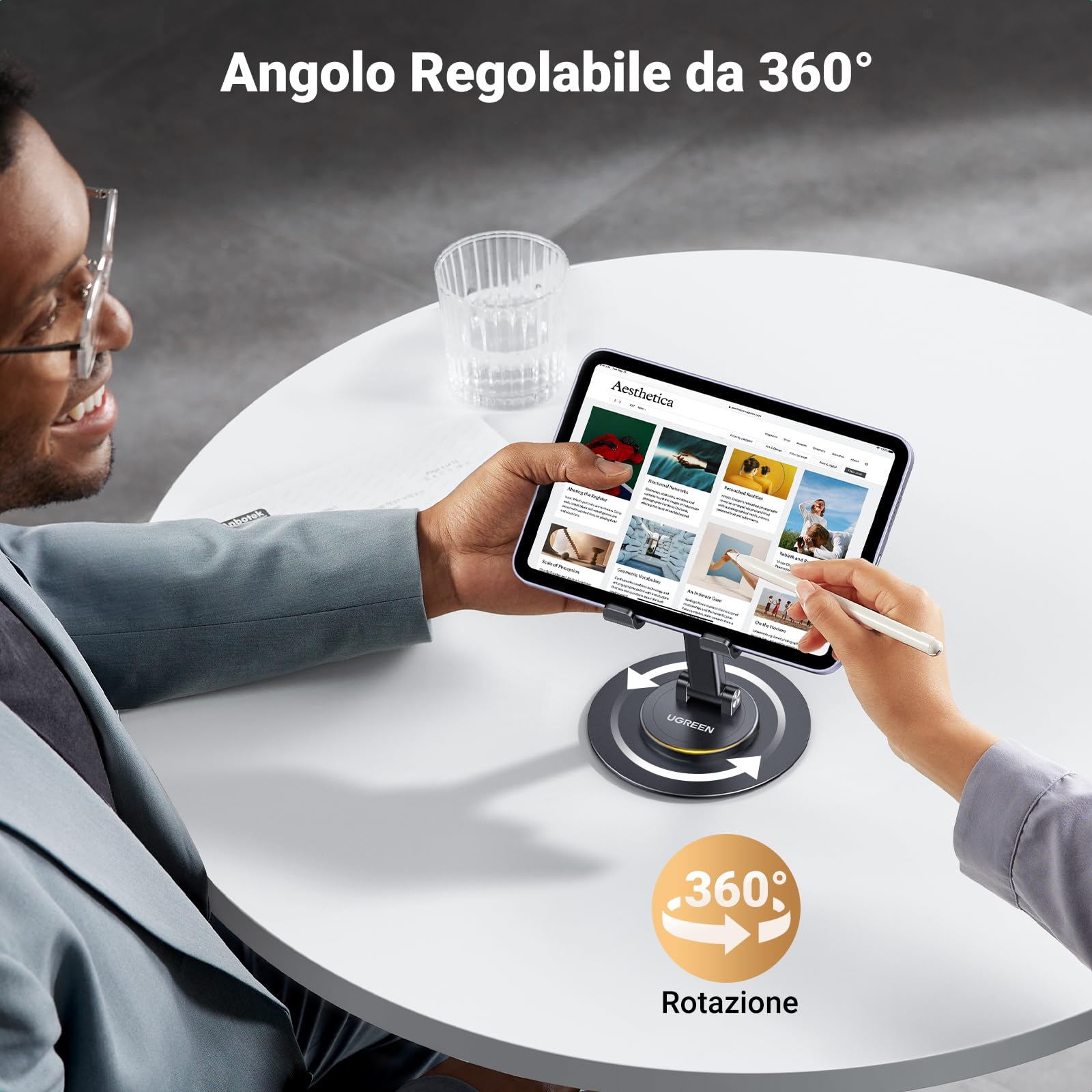 ugreen-supporto-cellulare-e-tablet-da-tavolo-regolabile-4-9-7-con-base-girevole- image 2