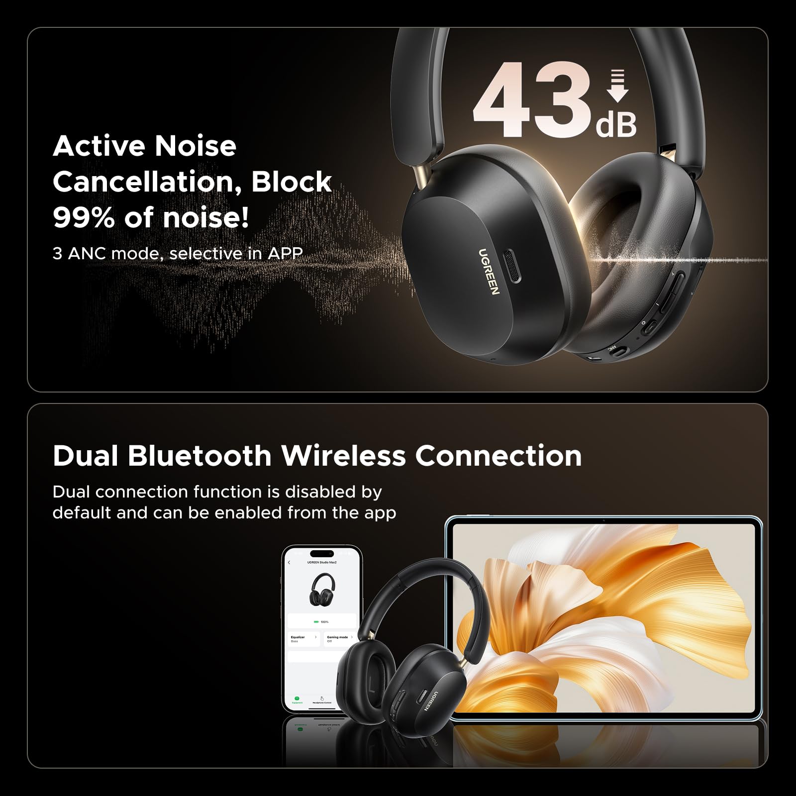 ugreen-hitune-max5c-cuffie-bluetooth-over-ear-anc-nero image 7