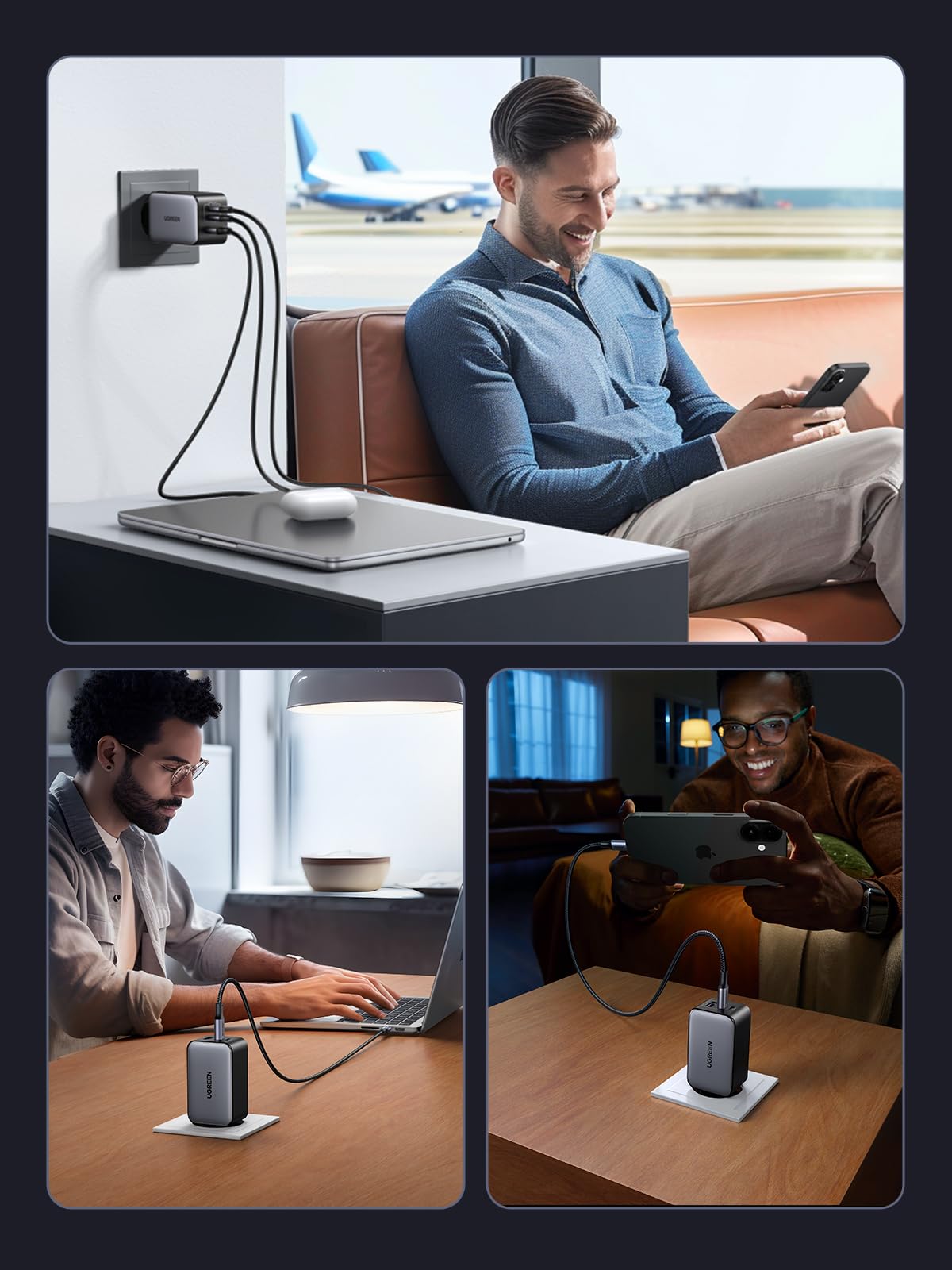 ugreen-nexode-65w-caricatore-usb-c-gan-3-porte-nero image 8