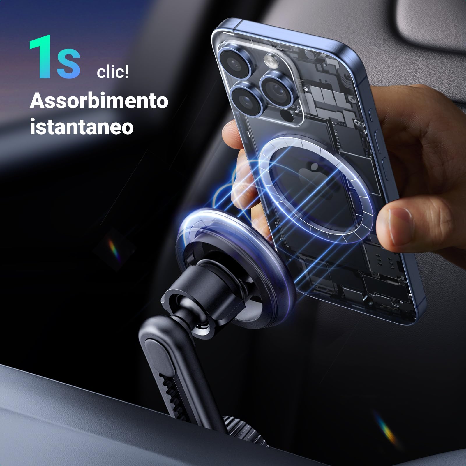 ugreen-supporto-telefono-auto-magnetico-magsafe-altezza-regolabile-braccio-360 image 2