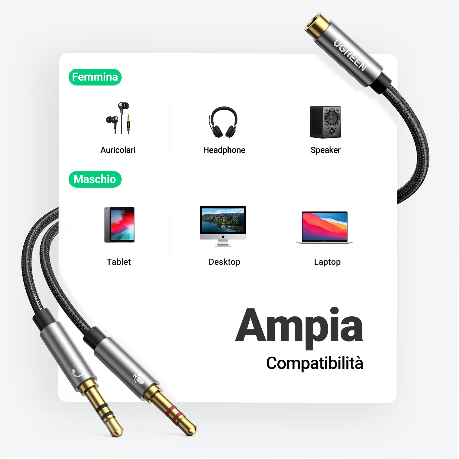 ugreen-sdoppiatore-audio-jack-3-5mm-2-in-1-cuffie-microfono-20cm image 6