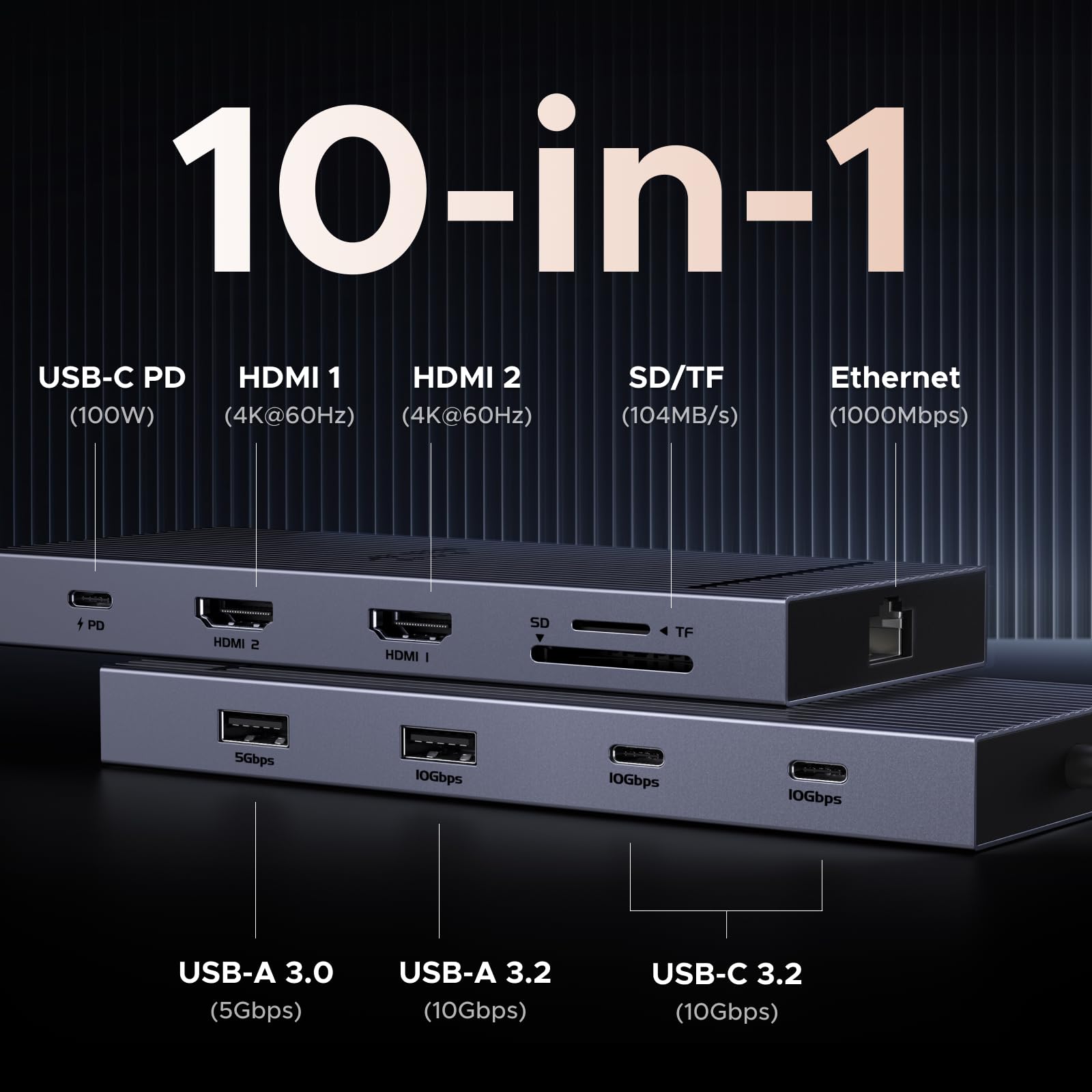 ugreen-revodok-pro-2102-hub-usb-c-10-in-1-docking-station-doppio-hdmi-4k-60hz image 2