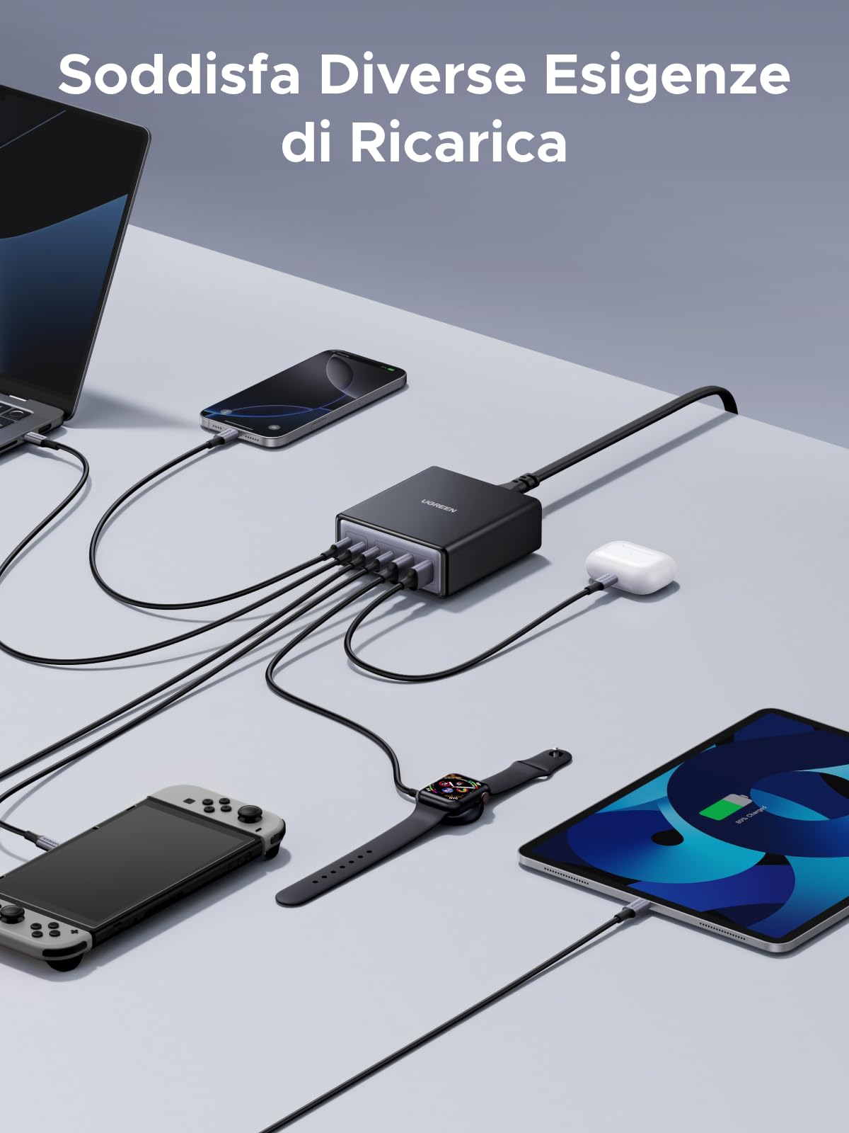 ugreen-zapix-stazione-di-ricarica-gan-100w-6-porte-usb-c-usb-a image 4