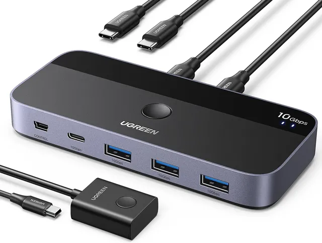 ugreen-switch-usb-c-3-2-kvm-10gbps-2-ingressi-4-uscite-con-controller image 1
