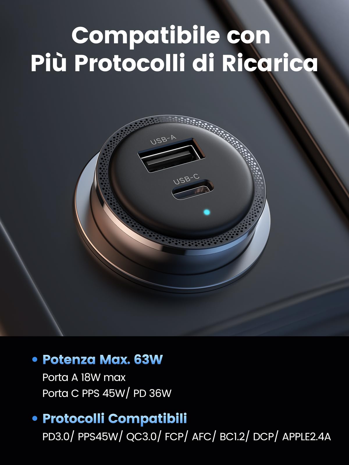 ugreen-caricatore-auto-63w-usb-c-pd-45w-usb-a-18w image 5