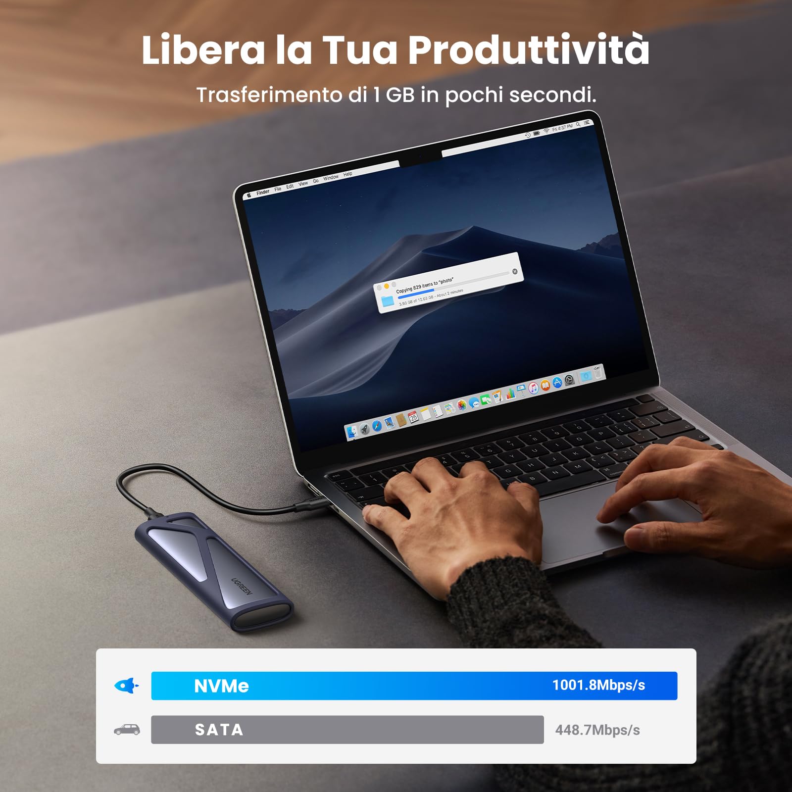 ugreen-case-esterno-m-2-nvme-sata-usb-c-3-2-gen-2-10gbps-fino-a-2tb image 3