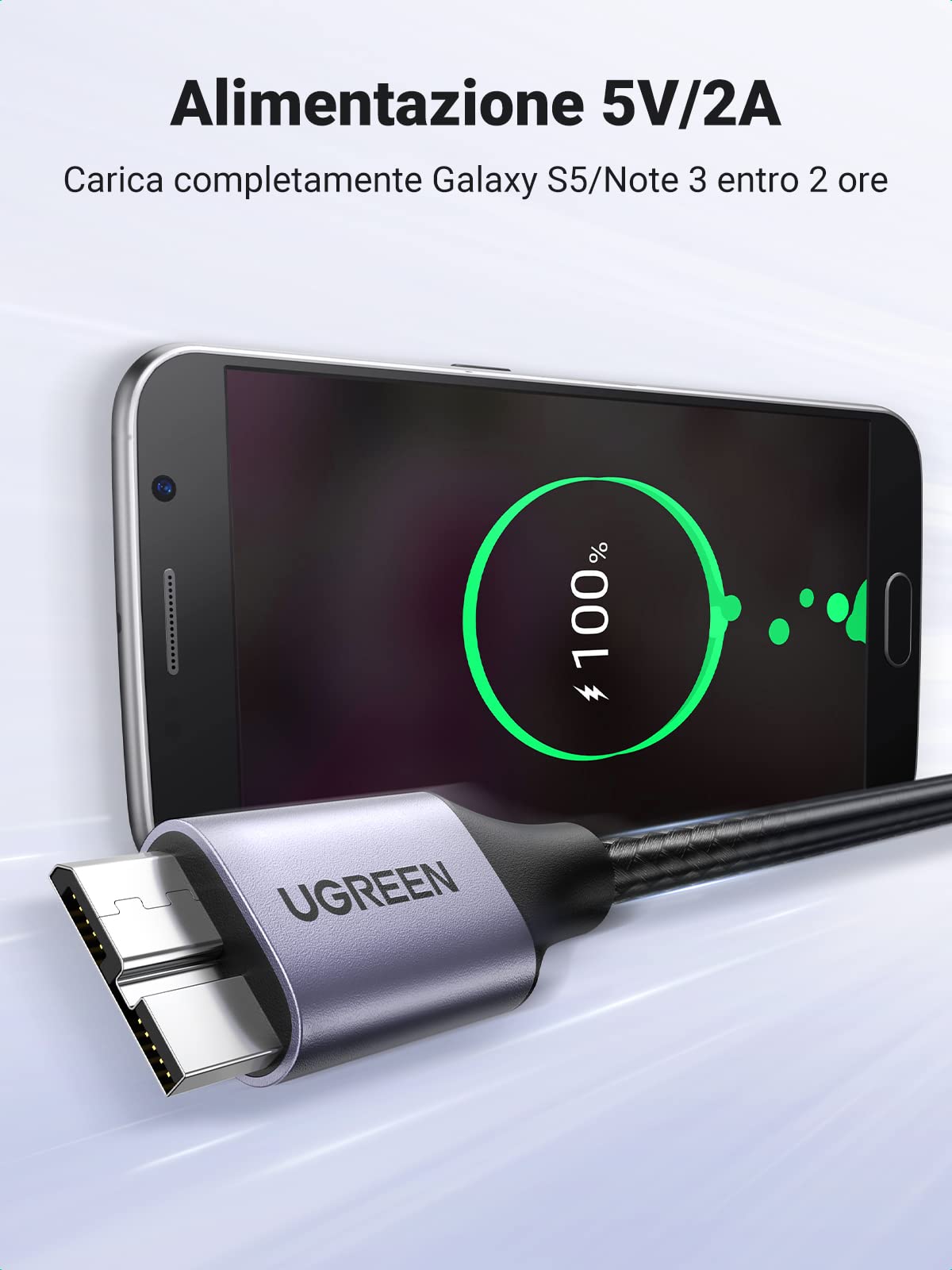 ugreen-cavo-micro-b-a-usb-3-0-a-0-5m-5gbps-nylon image 3