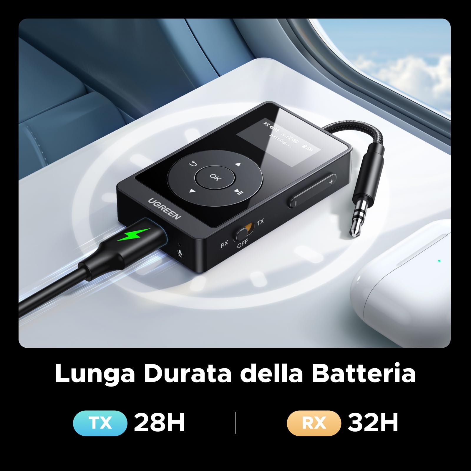 ugreen-trasmettitore-ricevitore-bluetooth-5-3-aptx-con-display-lcd-32h image 3