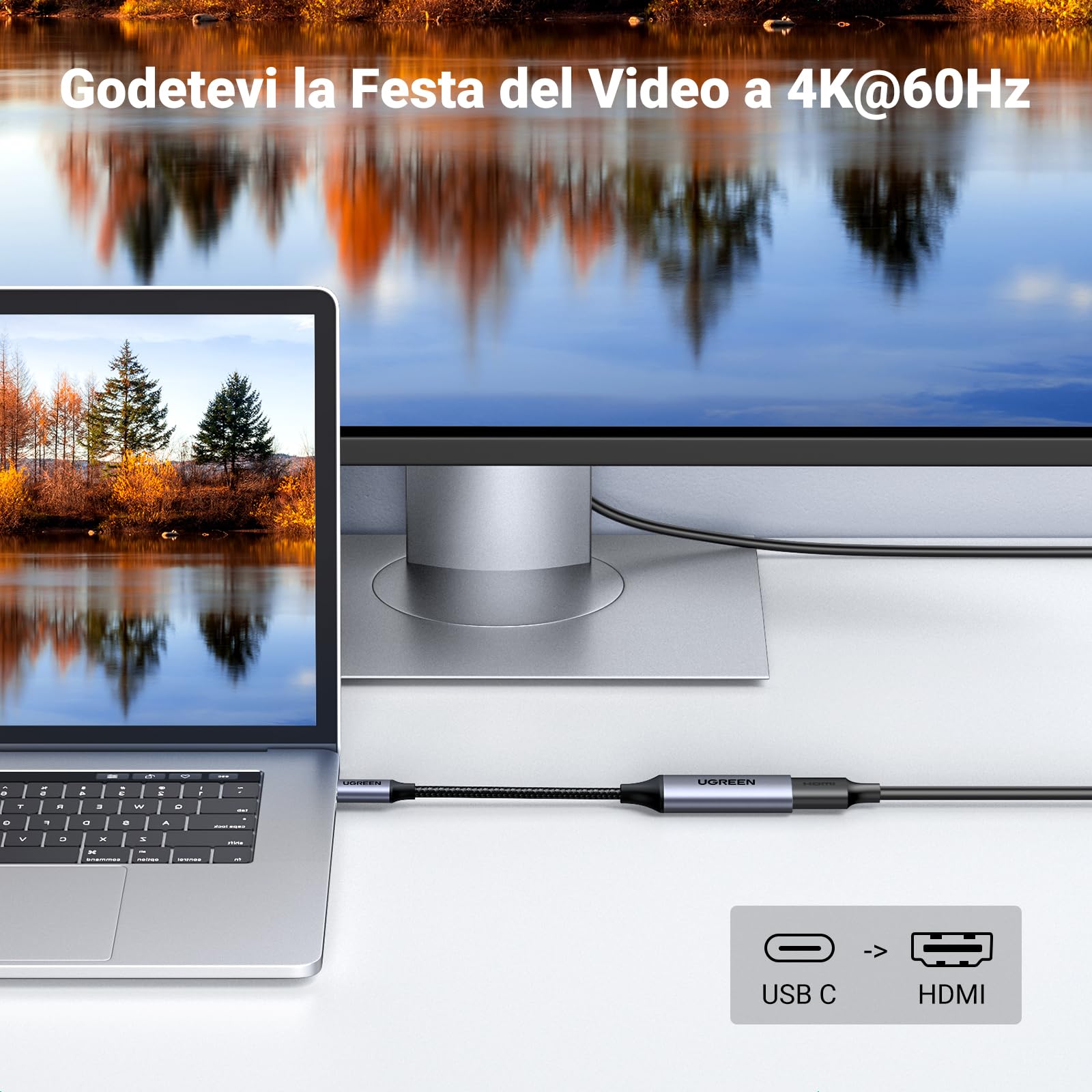 ugreen-adattatore-usb-c-a-hdmi-4k-60hz-2k-144hz-10-cm-nylon-e-alluminio-dex-thun image 2