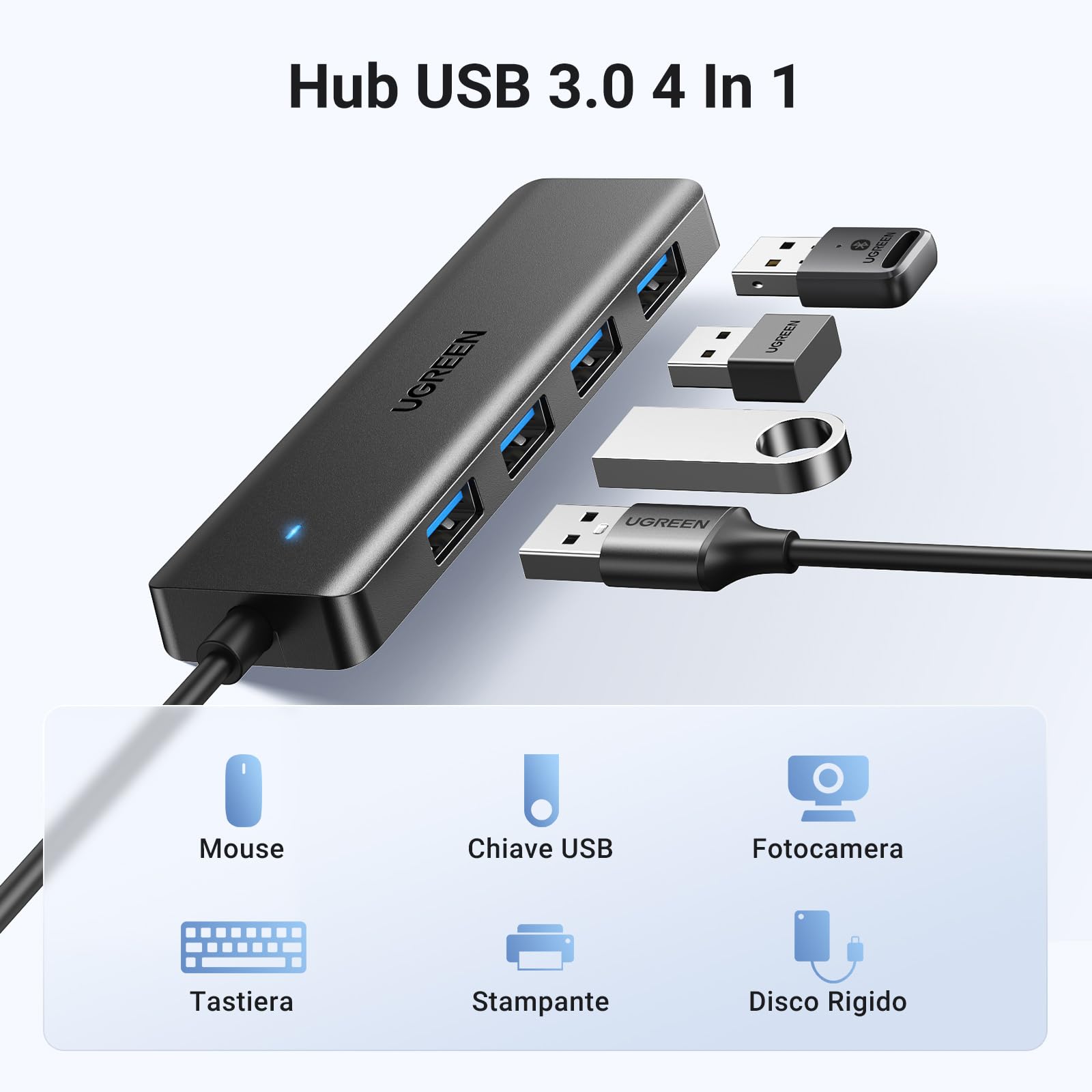 ugreen-hub-usb-3-0-a-4-porte-5gbps-ultra-sottile-15cm image 2
