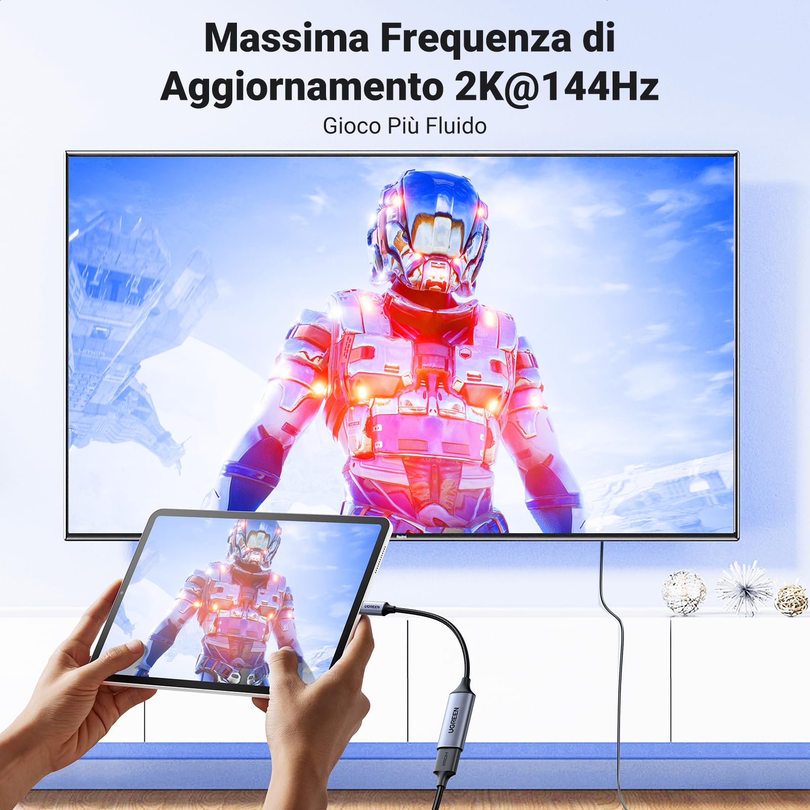 ugreen-adattatore-usb-c-a-hdmi-4k-60hz-2k-144hz-10-cm-nylon-e-alluminio-dex-thun image 8