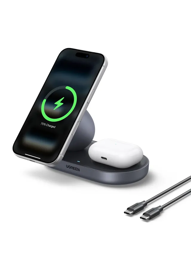 ugreen-zapix-caricatore-wireless-2in1-magsafe-qi2-15w-grigio image 1