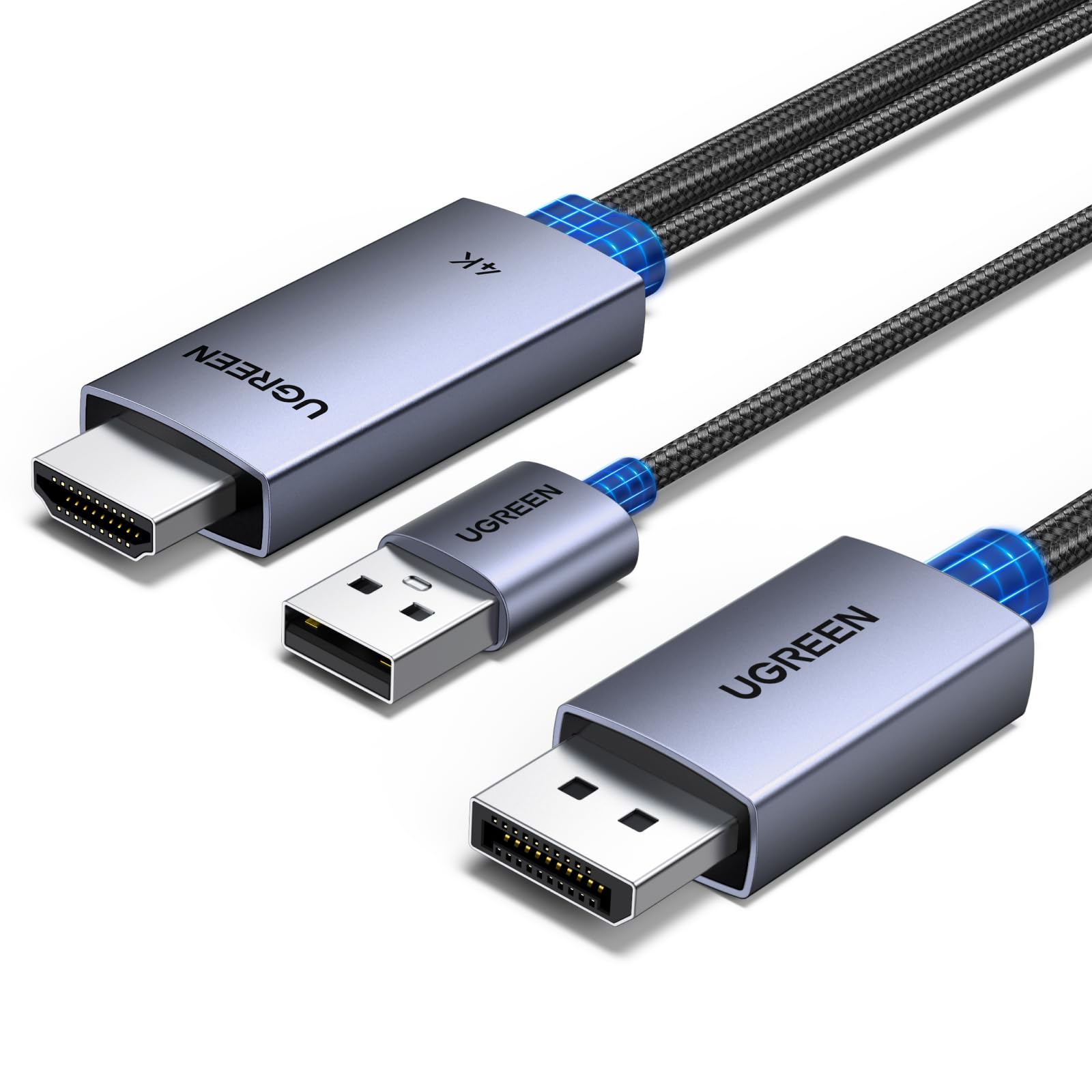 ugreen-cavo-hdmi-a-displayport-4k-60hz-2m-bidirezionale-con-usb-a image 1