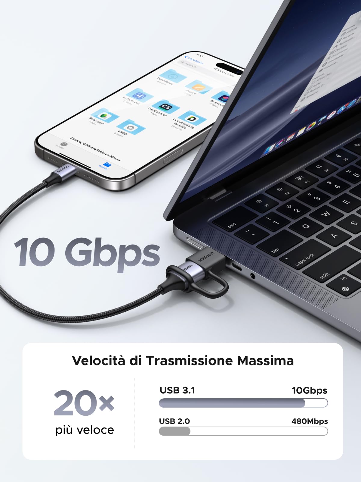 ugreen-adattatore-usb-c-a-usb-a-3-2-10gbps-otg-2-pezzi-anti-smarrimento image 3