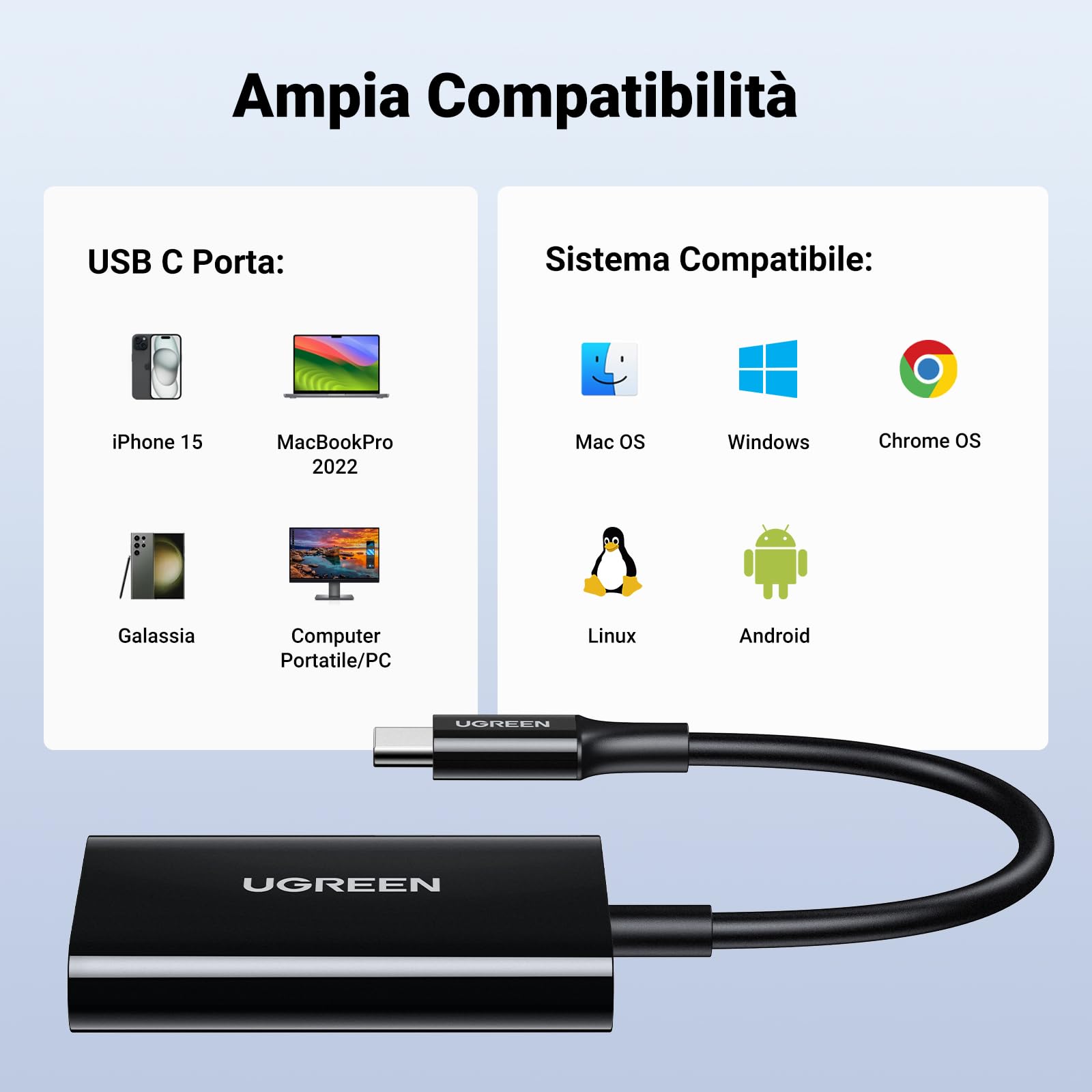 ugreen-lettore-di-schede-sd-tf-usb-c-doppio-slot-usb-3-0-nero image 6
