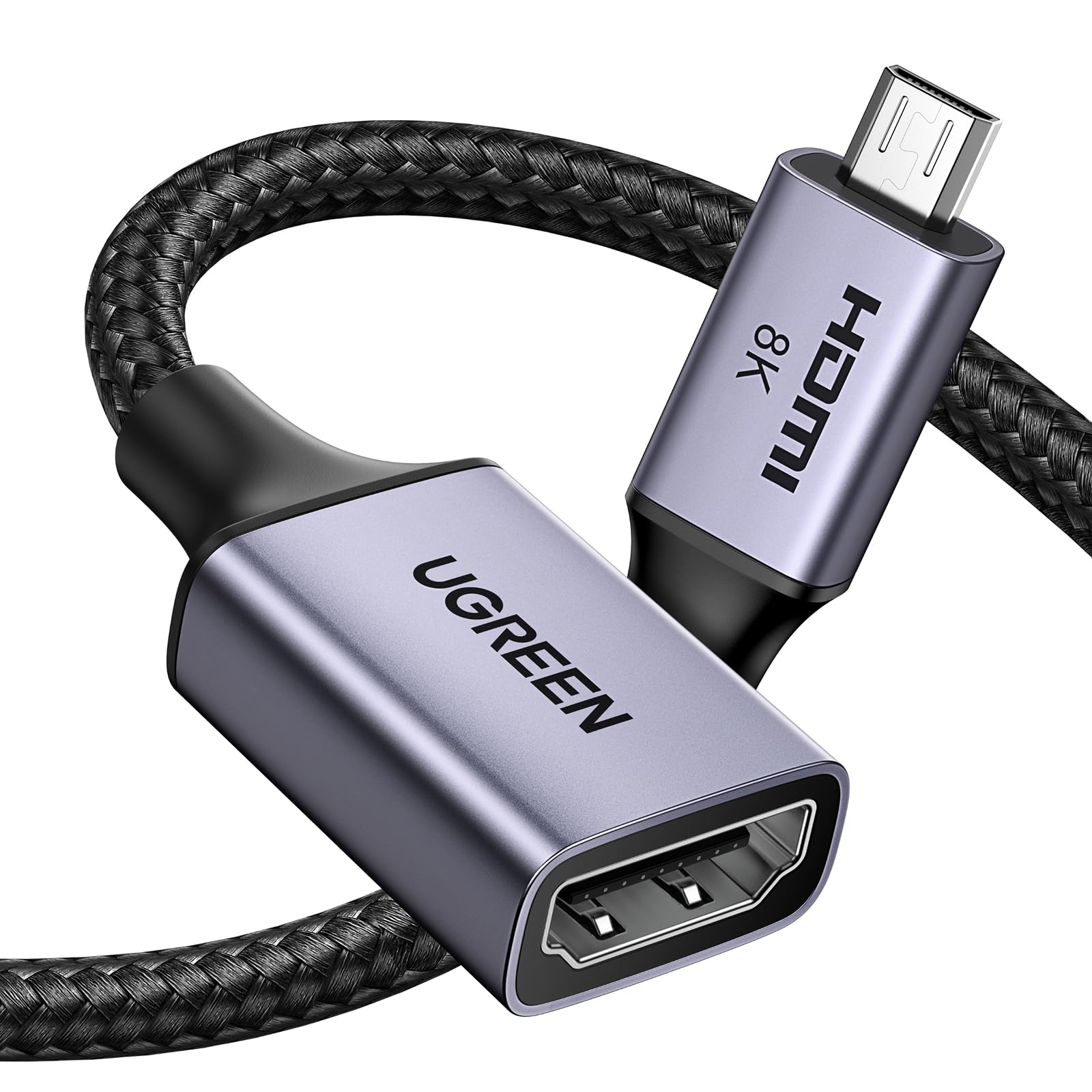 ugreen-adattatore-micro-hdmi-a-hdmi-2-1-8k-60hz-25cm-bidirezionale image 1