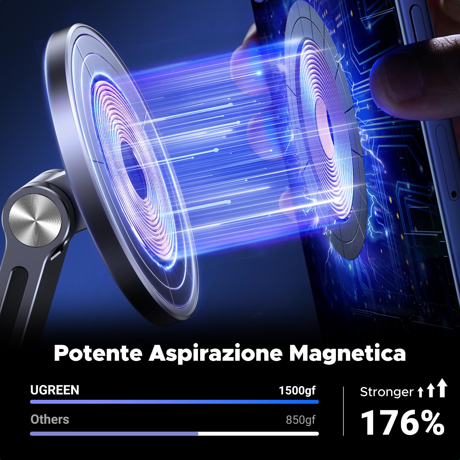 ugreen-supporto-magnetico-magsafe-da-tavolo-pieghevole-in-alluminio-argento-con- image 3