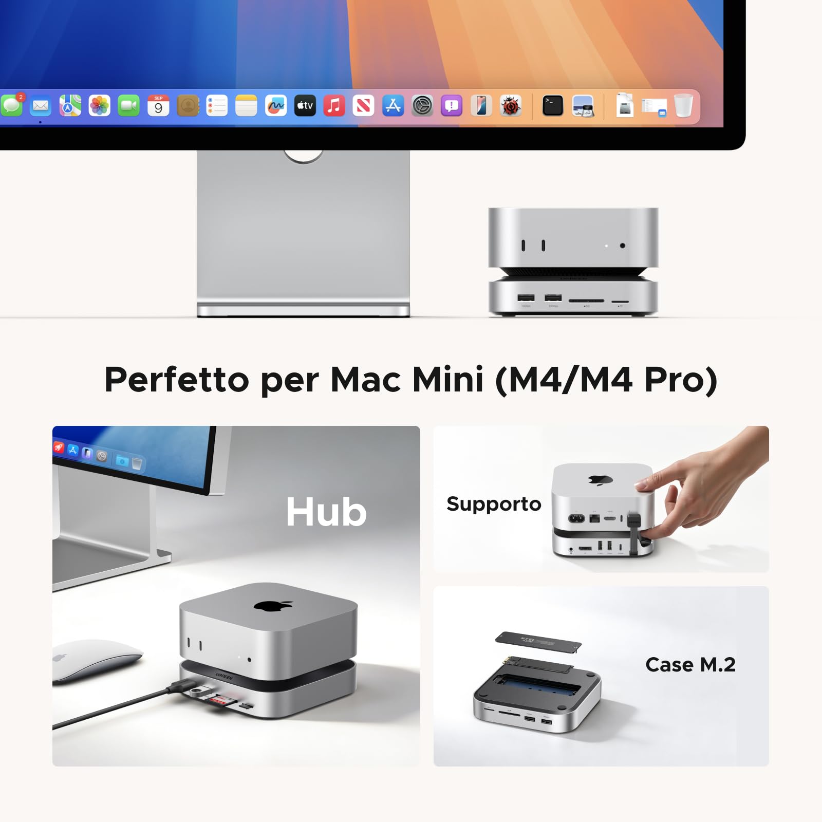 ugreen-docking-station-hub-usb-c-10-in-1-con-alloggio-ssd-per-mac-mini-m4 image 3