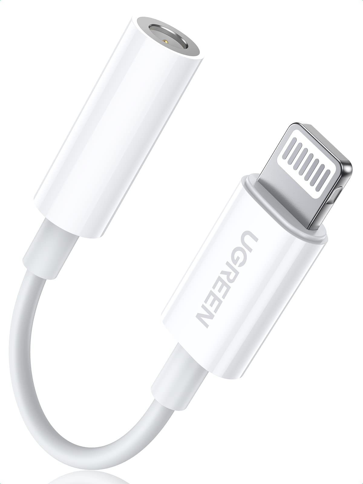 ugreen-adattatore-mfi-lightning-a-jack-3-5mm-in-nylon-bianco image 1