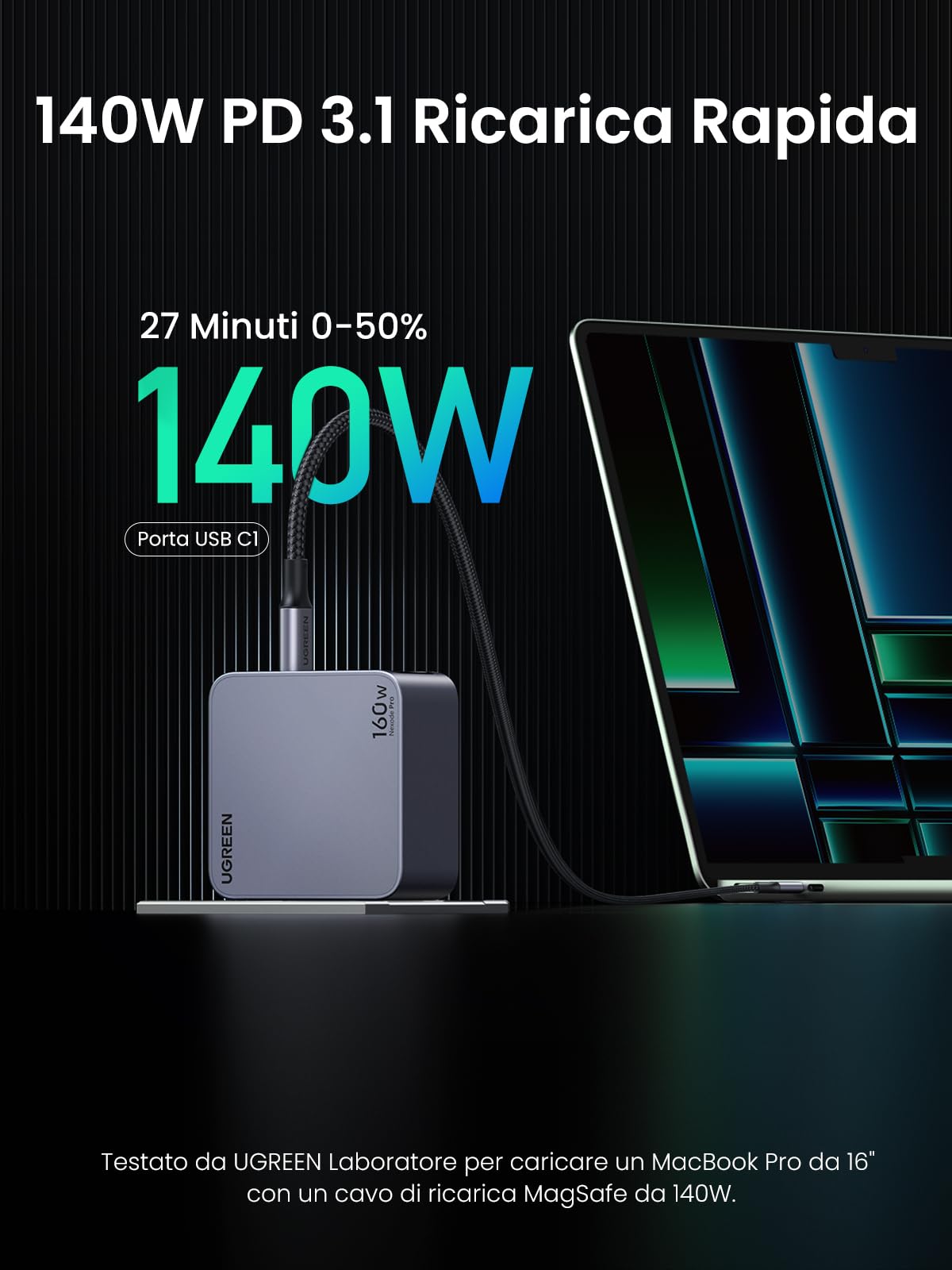ugreen-nexode-pro-160w-caricatore-usb-c-gan-4-porte-pd-3-1 image 2
